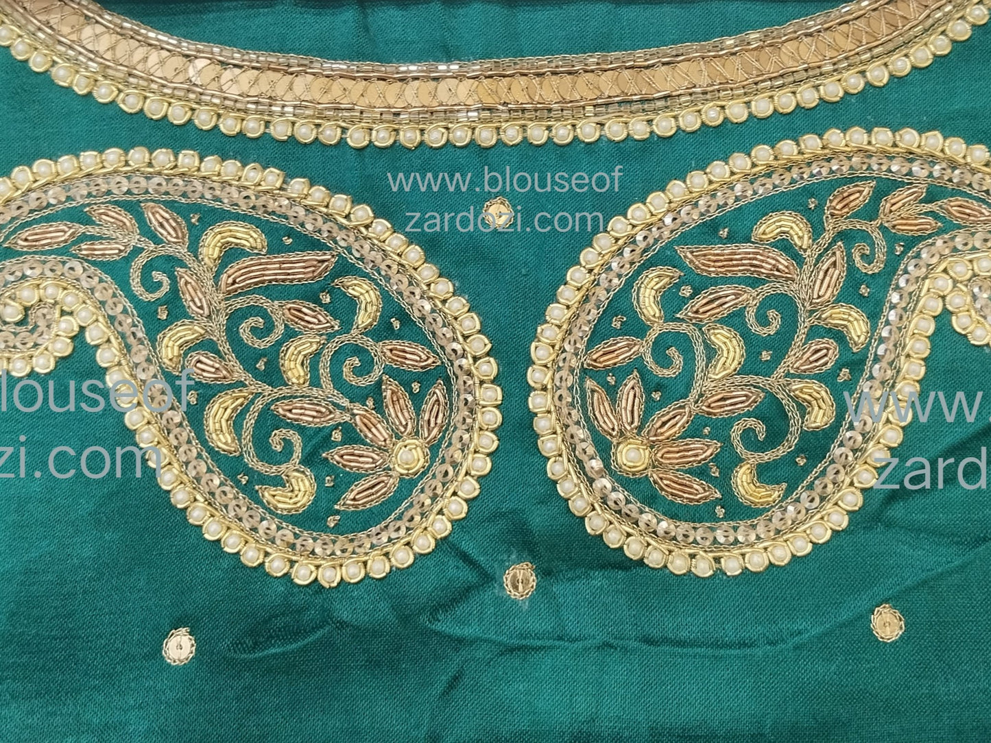 free Hand Zardozi Work Designer Blouse Pis. (Navy Blue)