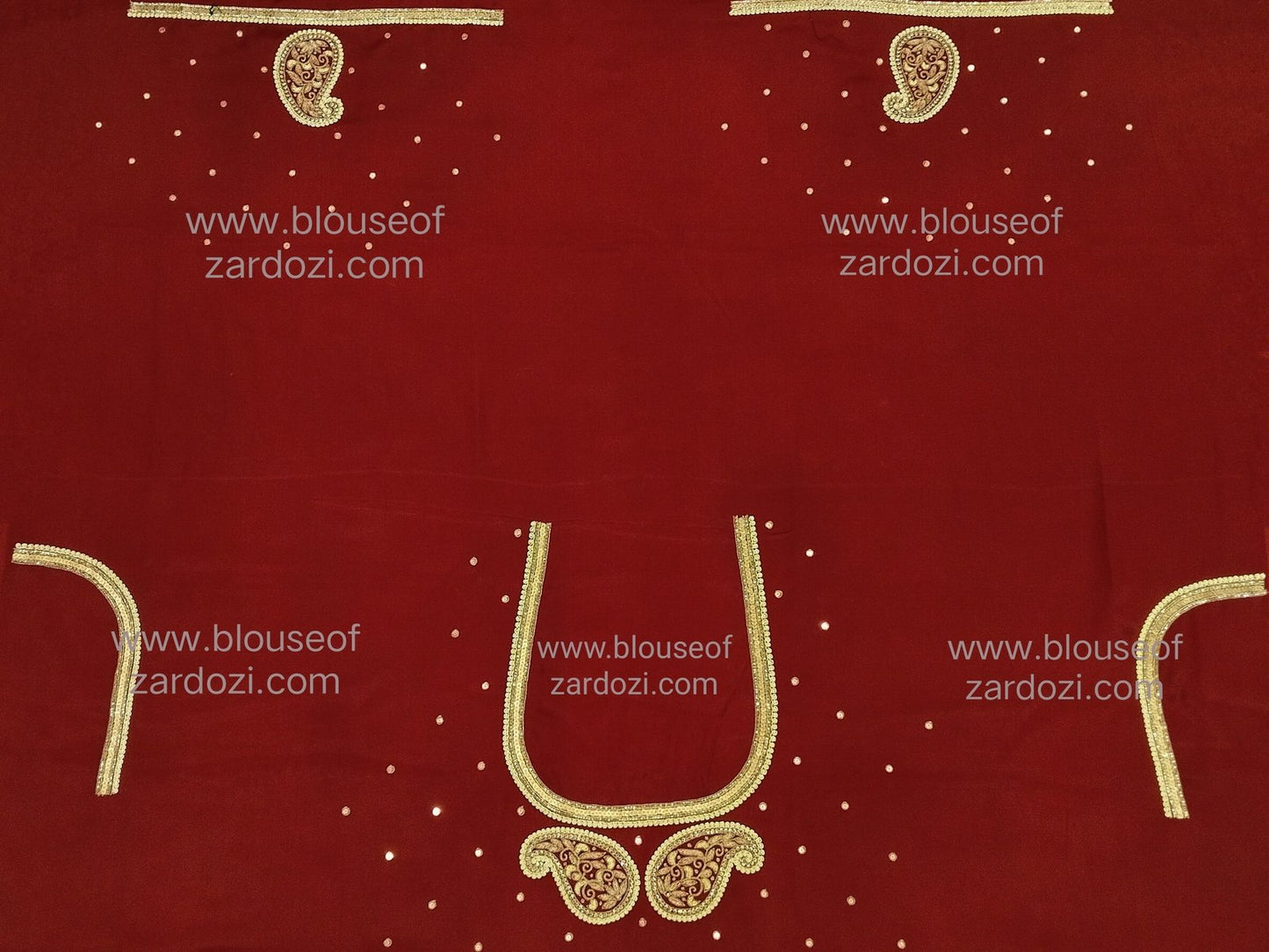 free Hand Zardozi Work Designer Blouse Pis. (Maroon)