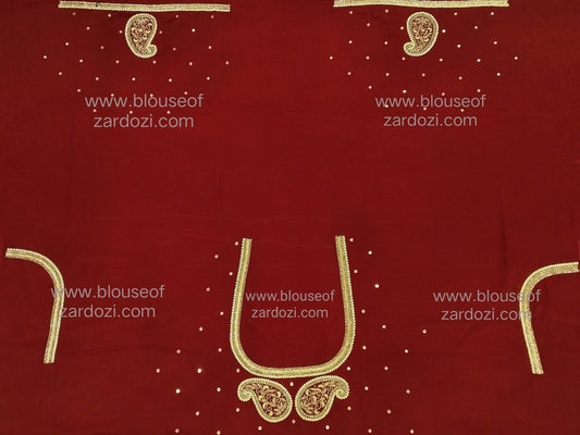 free Hand Zardozi Work Designer Blouse Pis. (Maroon)
