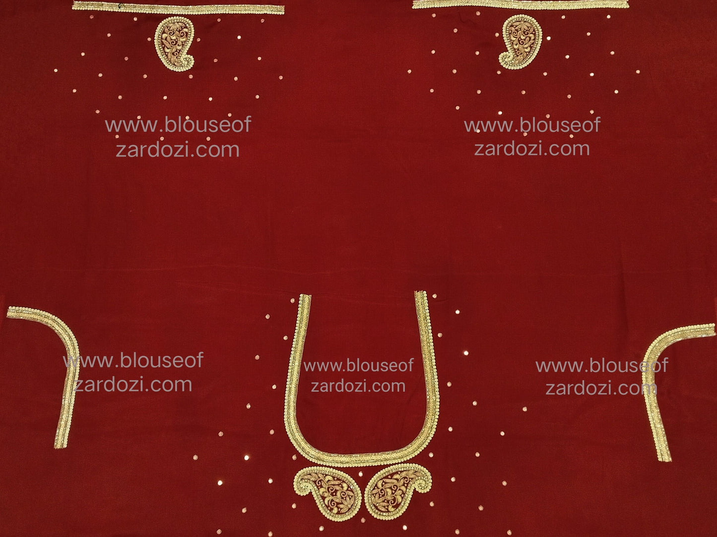 free Hand Zardozi Work Designer Blouse Pis. (Maroon)