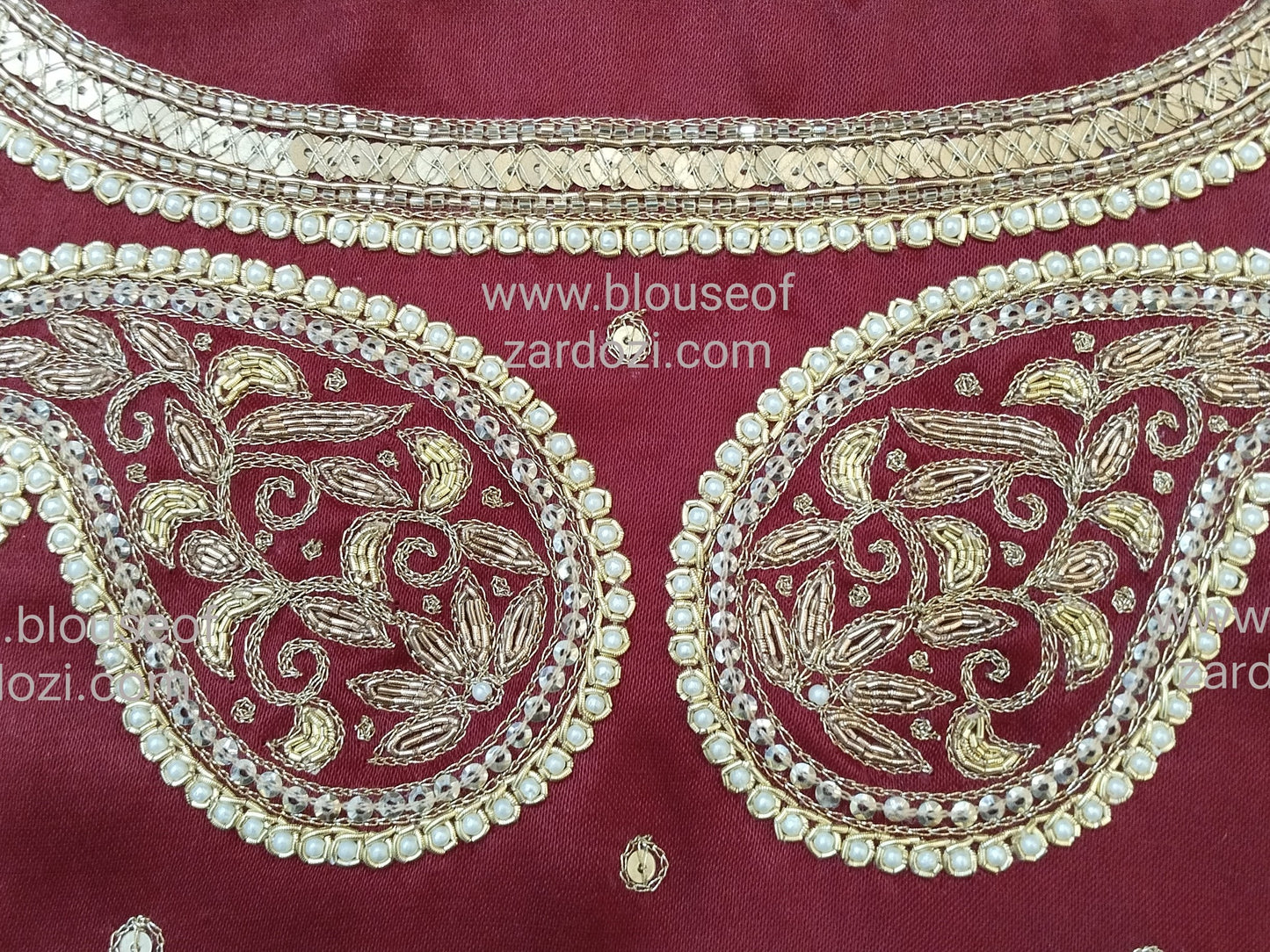 free Hand Zardozi Work Designer Blouse Pis. (Maroon)