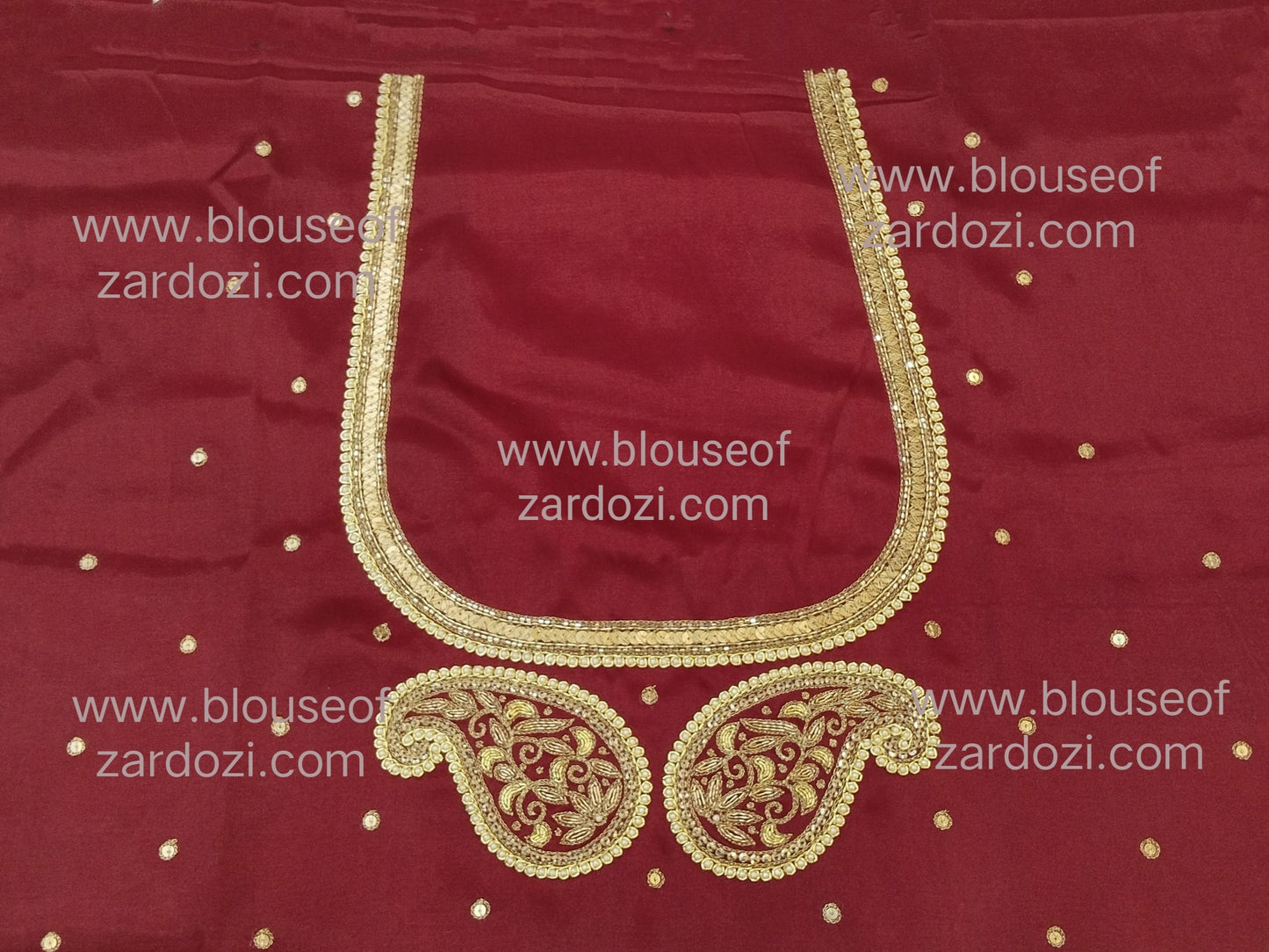 free Hand Zardozi Work Designer Blouse Pis. (Maroon)
