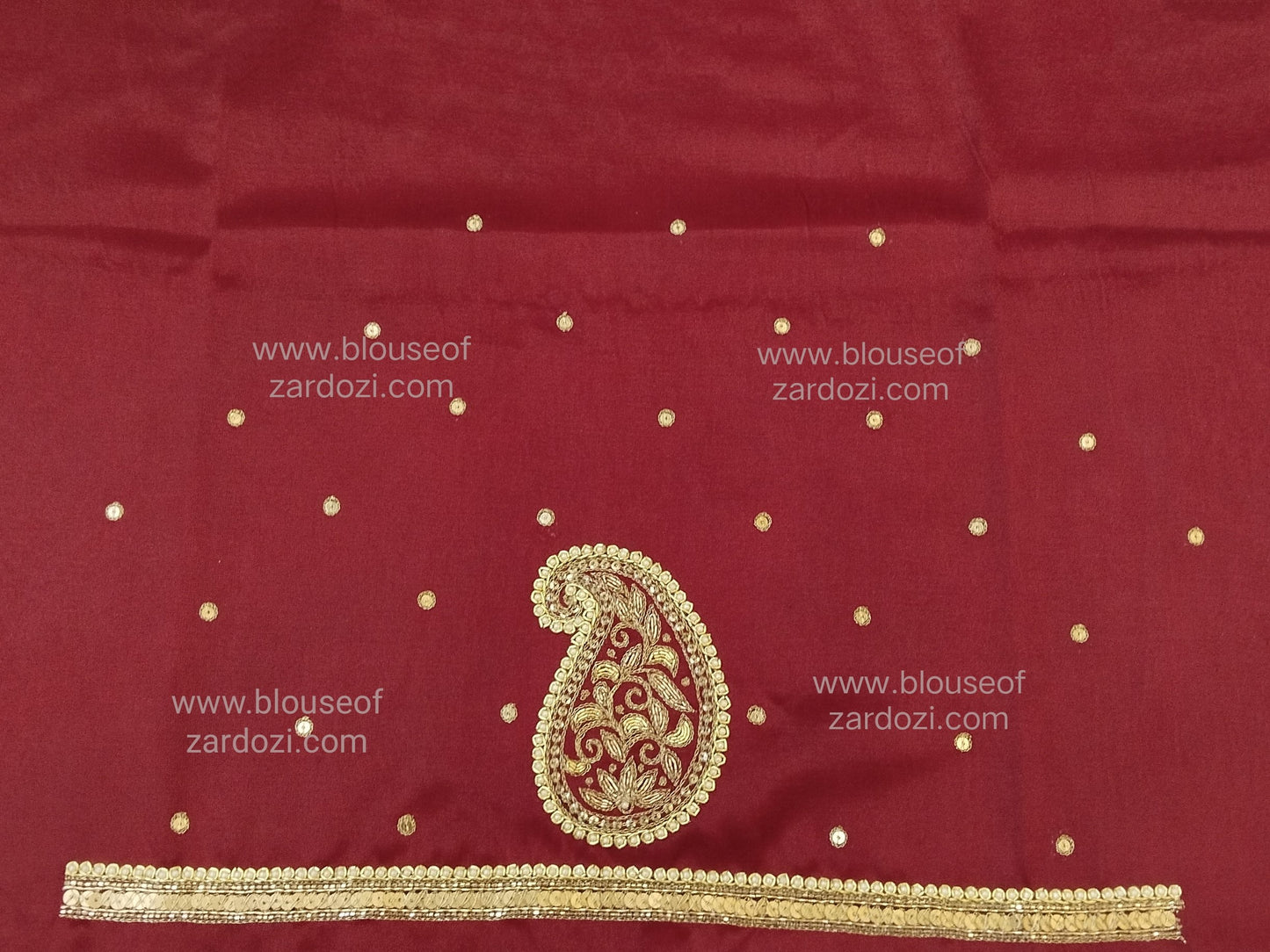 free Hand Zardozi Work Designer Blouse Pis. (Maroon)