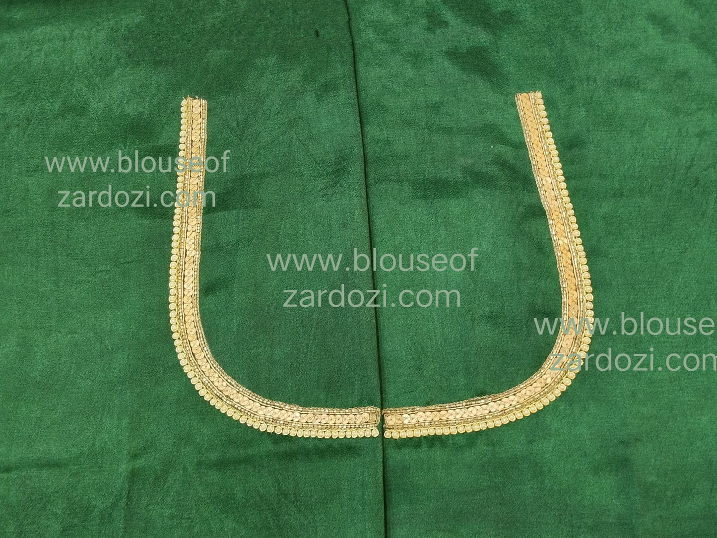 free Hand Zardozi Work Designer Blouse Pis. (Bottle Green)