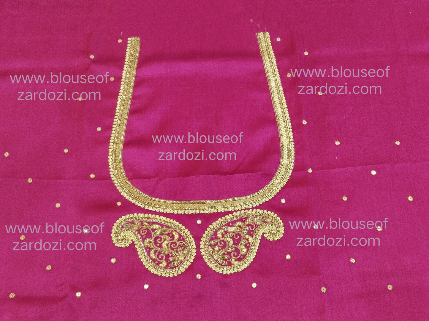 free Hand Zardozi Work Designer Blouse Pis. (Pink)