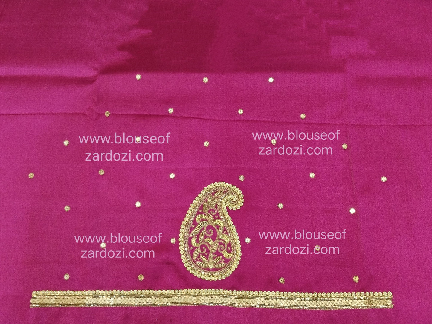 free Hand Zardozi Work Designer Blouse Pis. (Pink)