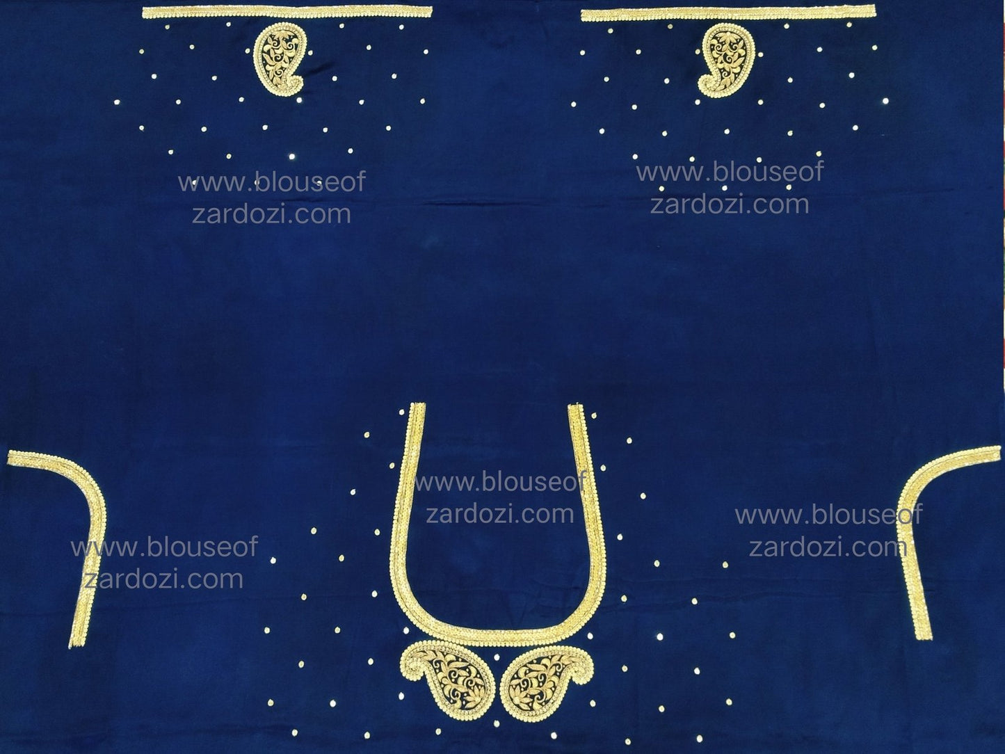 free Hand Zardozi Work Designer Blouse Pies. (Navy Blue)