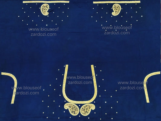 free Hand Zardozi Work Designer Blouse Pies. (Navy Blue)