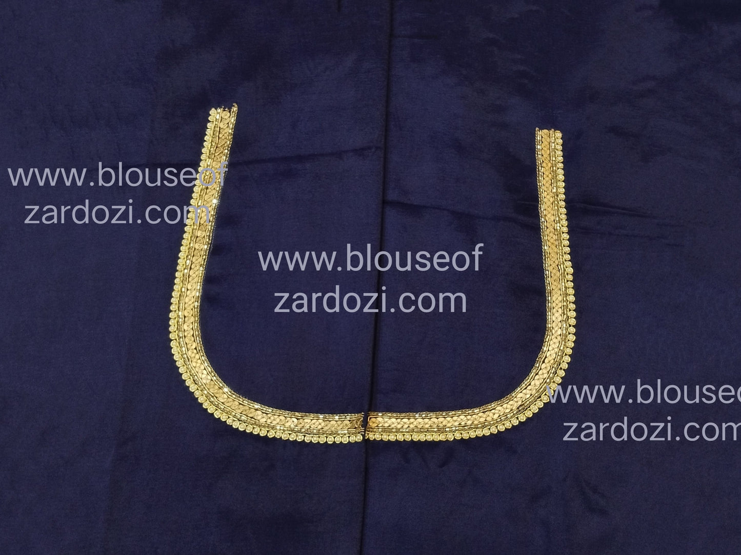 free Hand Zardozi Work Designer Blouse Pies. (Navy Blue)