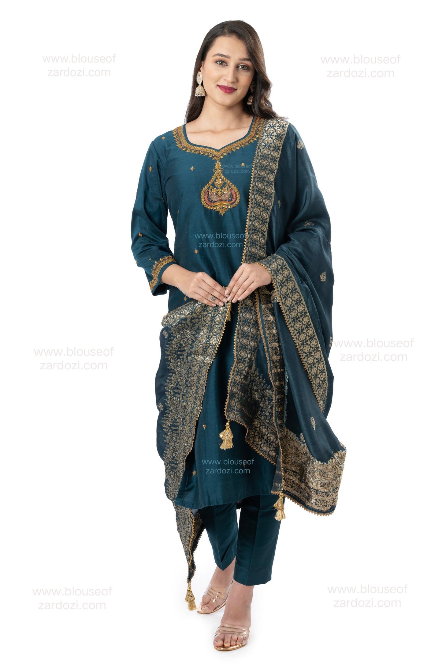 Blue Marodi Work Designer Kurta Set
