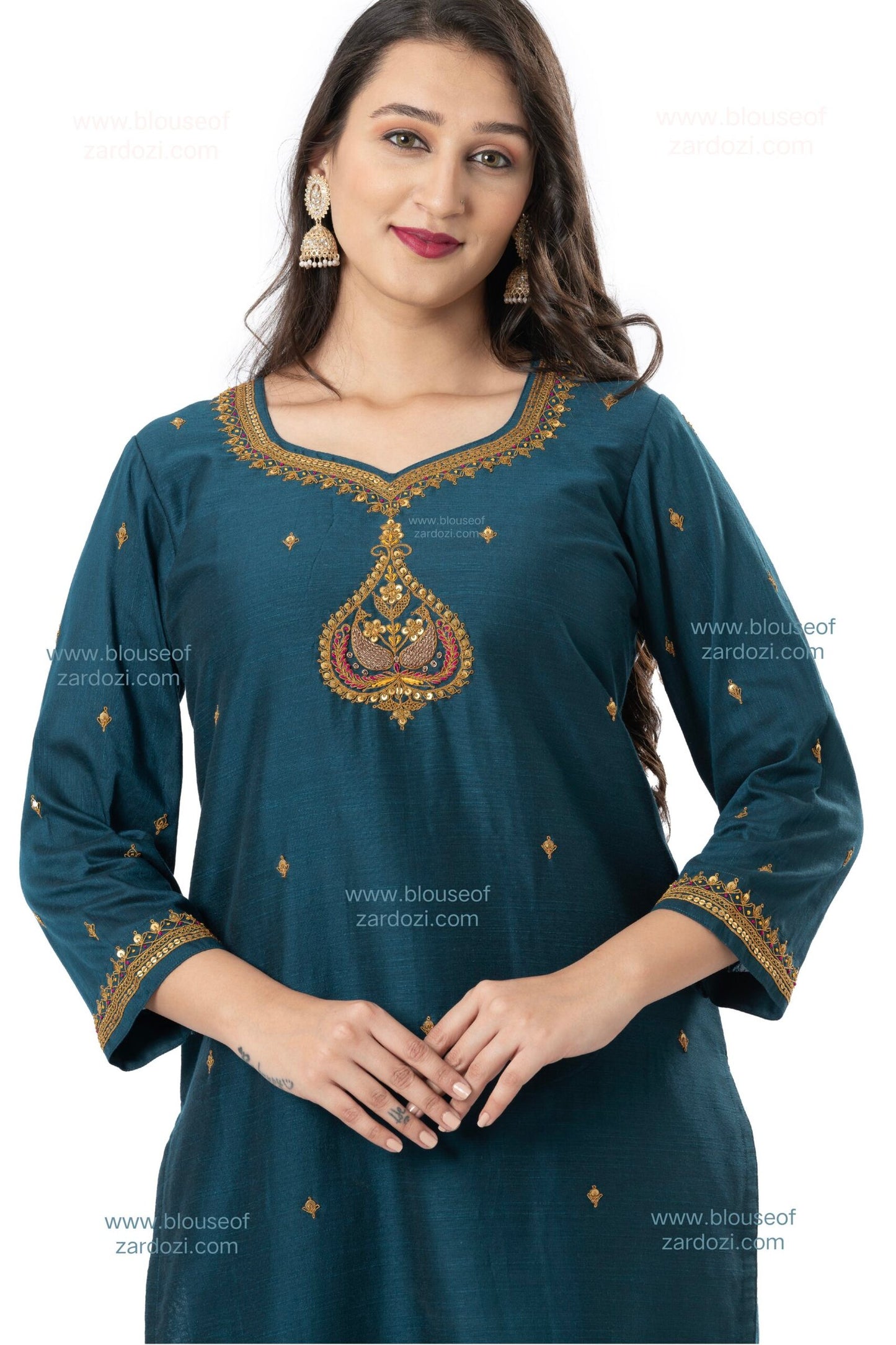 Blue Marodi Work Designer Kurta Set