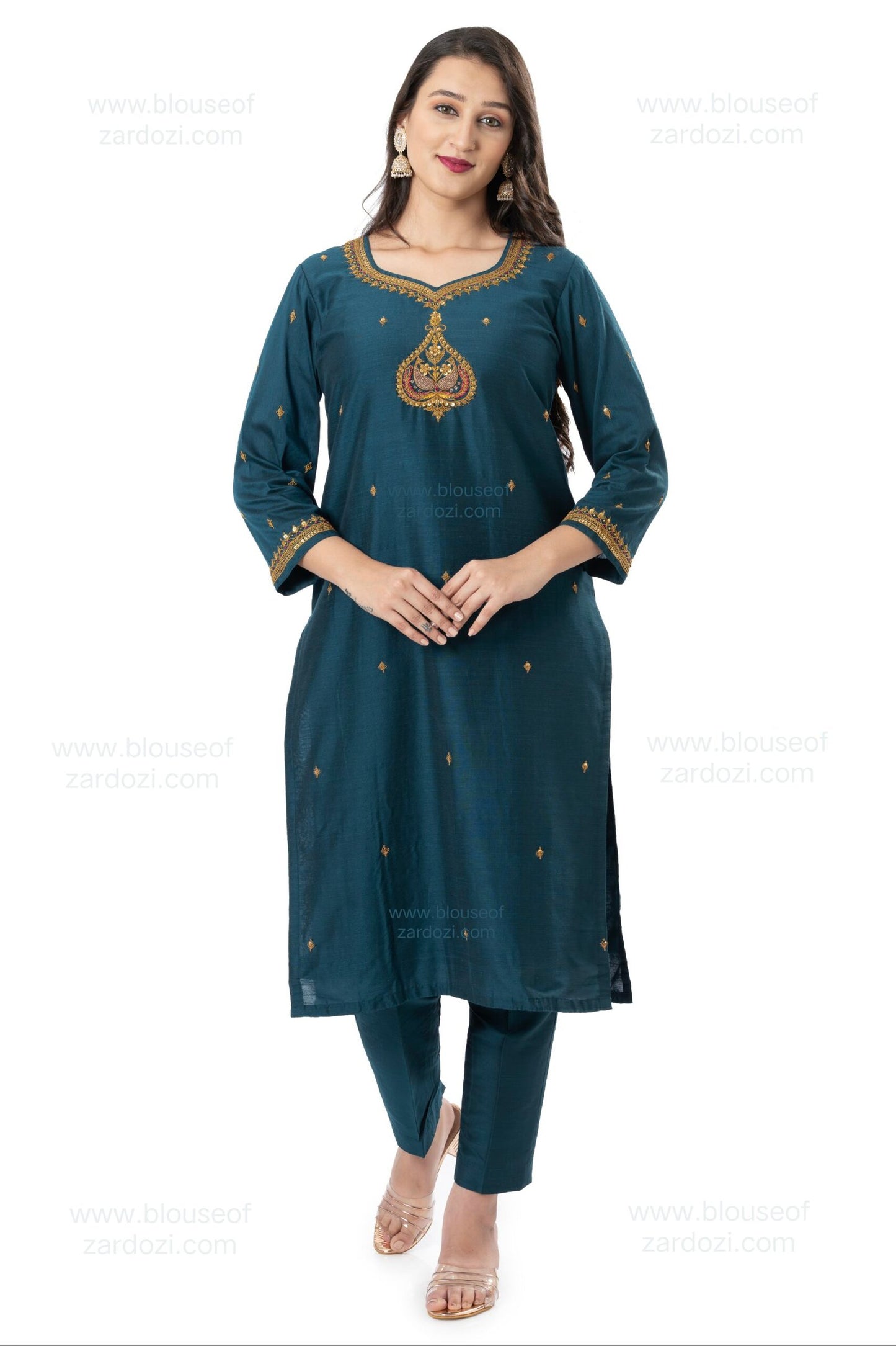 Blue Marodi Work Designer Kurta Set