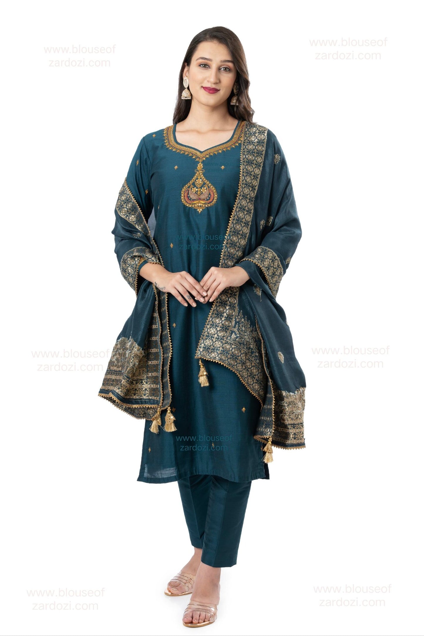 Blue Marodi Work Designer Kurta Set