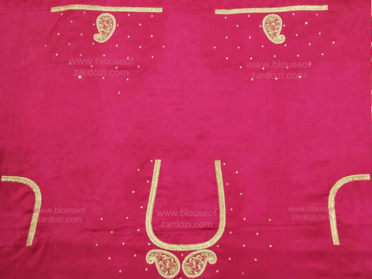 free Hand Zardozi Work Designer Blouse Pis. (Pink)