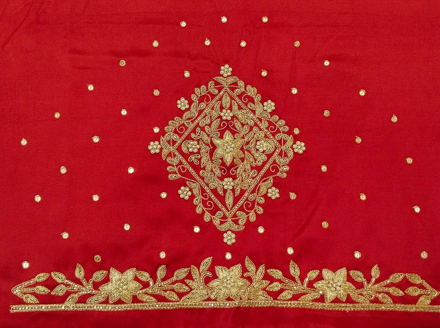 Star Flower Zardozi Work Blouse Pis (Red)