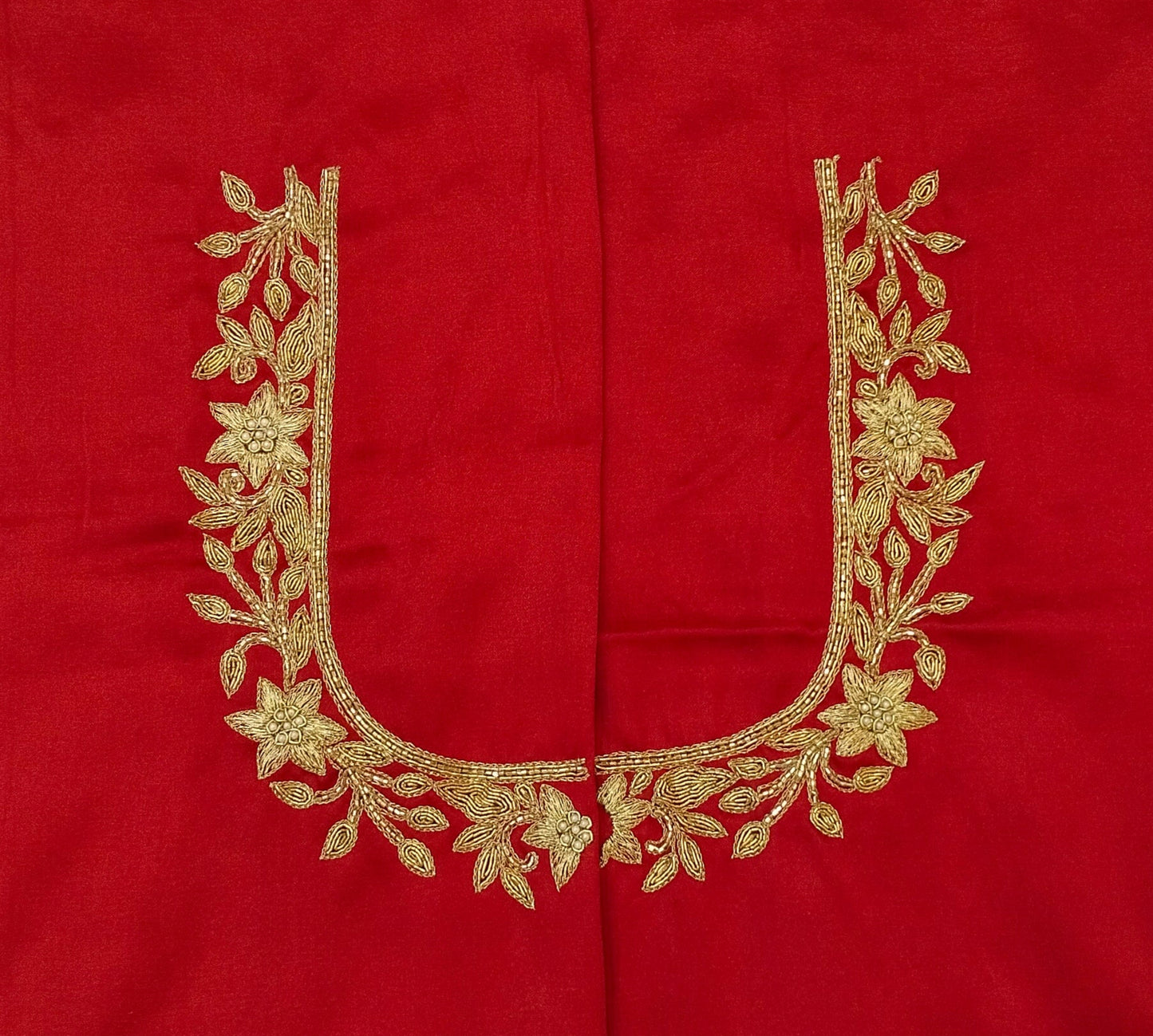 Star Flower Zardozi Work Blouse Pis (Red)