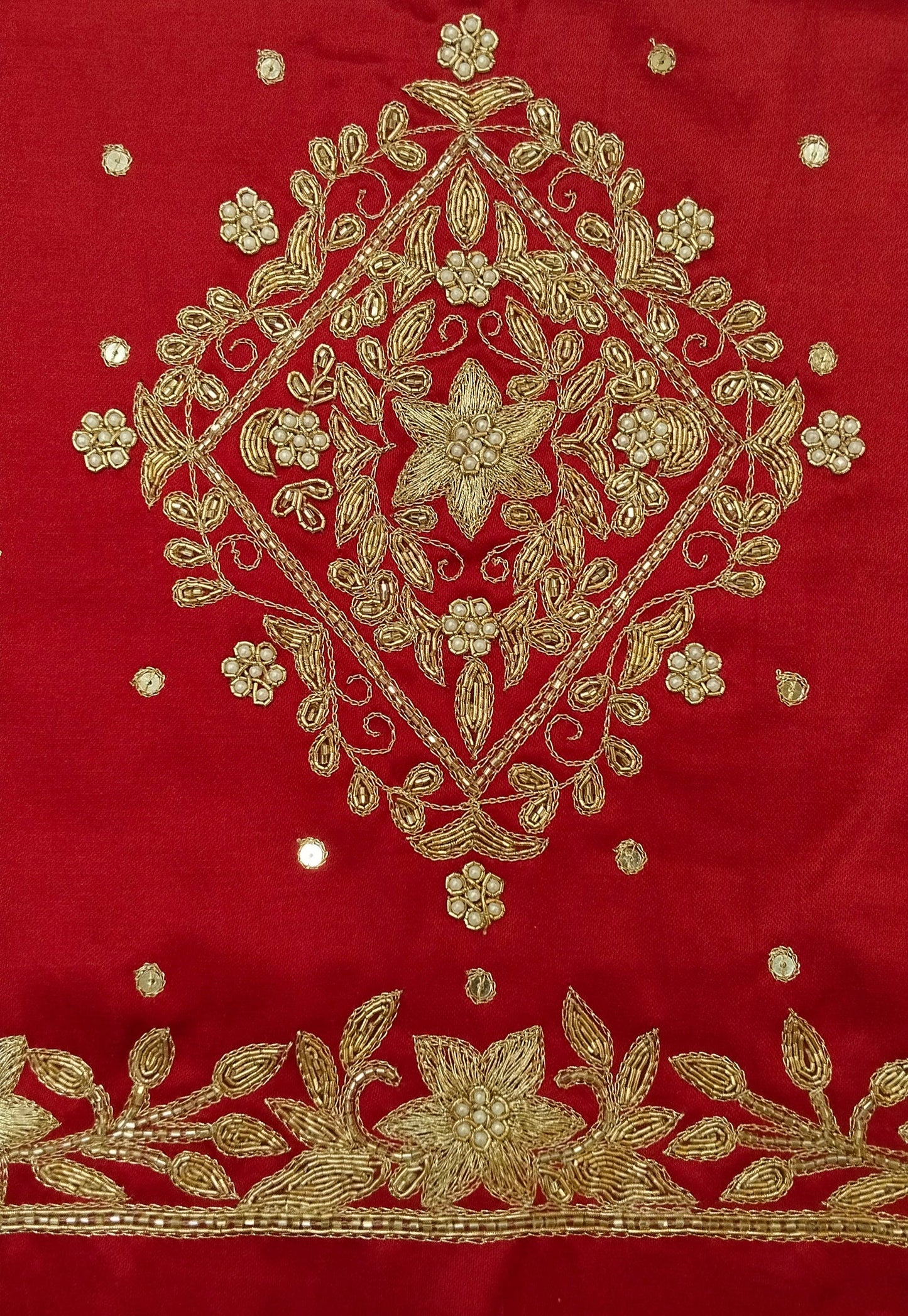 Star Flower Zardozi Work Blouse Pis (Red)