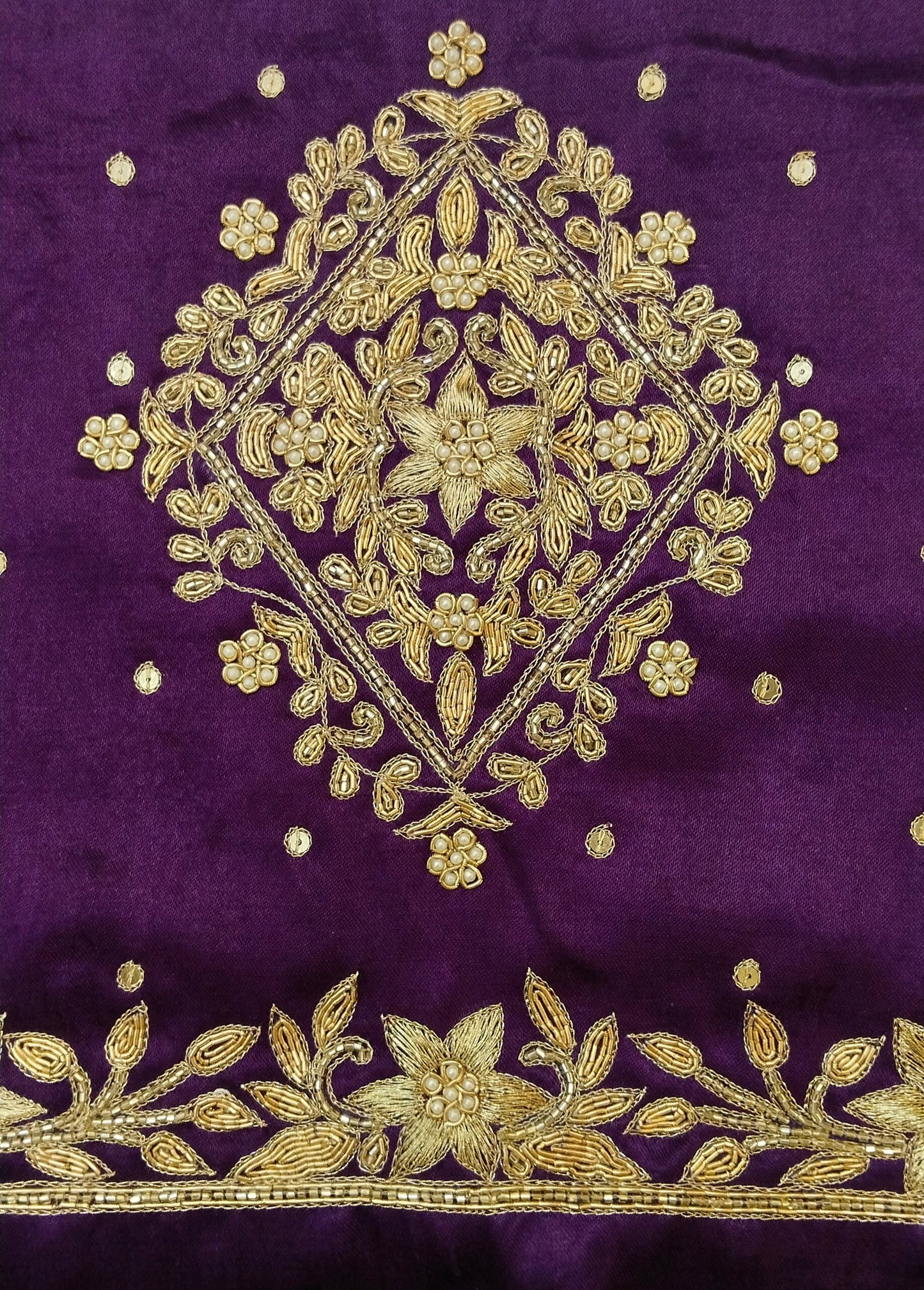 Star Flower Zardozi Work Blouse Pis (Purple)