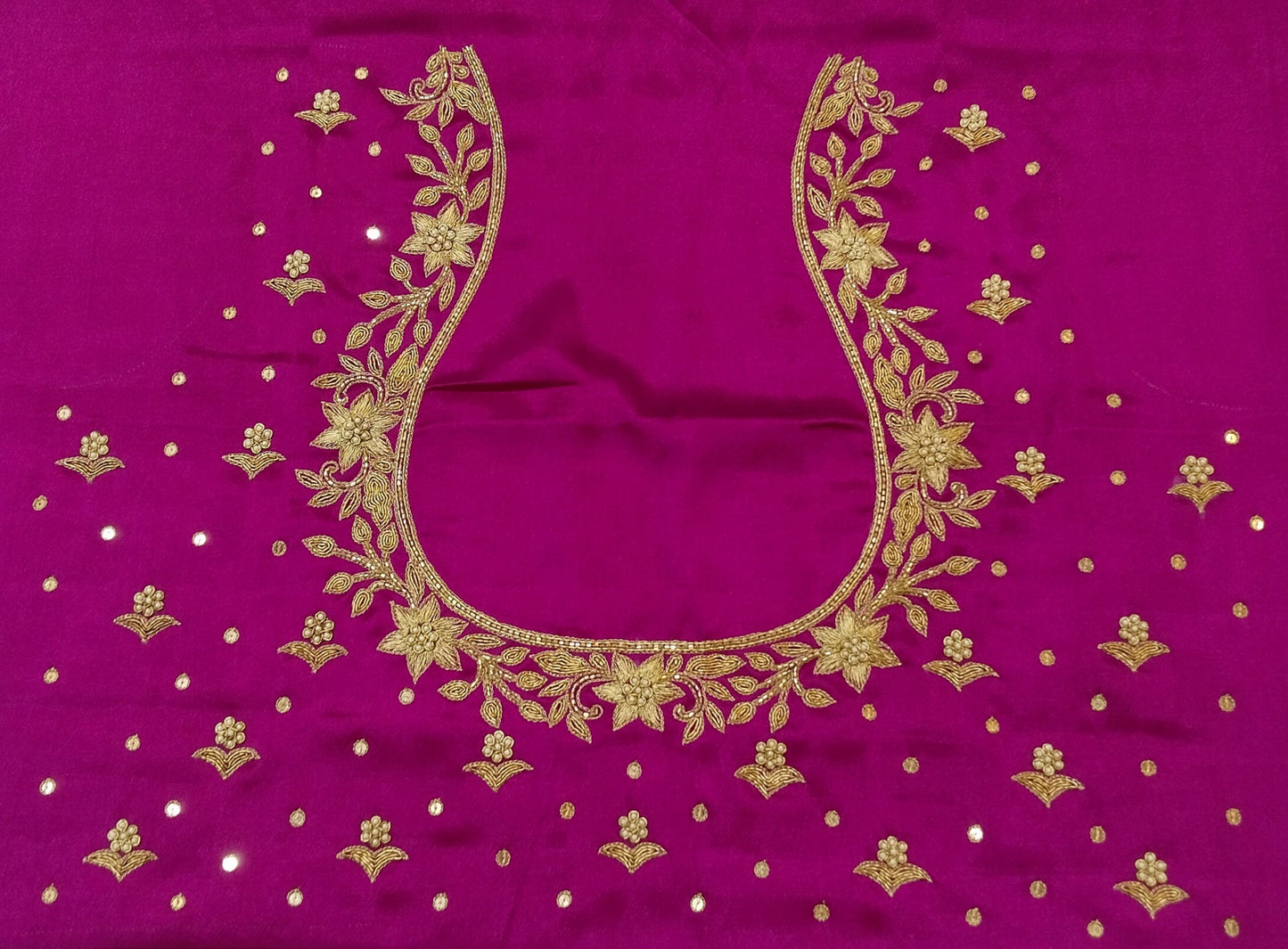 Star Flower Zardozi Work Blouse Pis (Magenta)