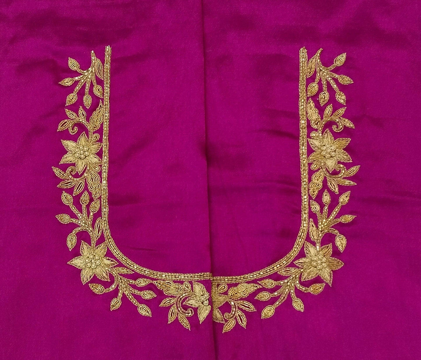 Star Flower Zardozi Work Blouse Pis (Magenta)