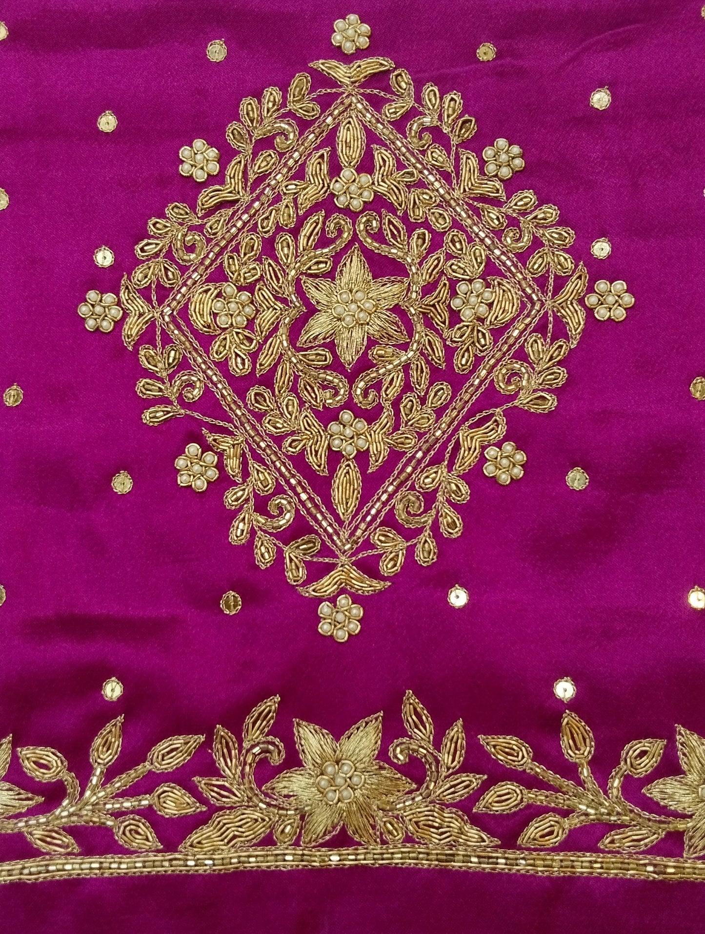 Star Flower Zardozi Work Blouse Pis (Magenta)