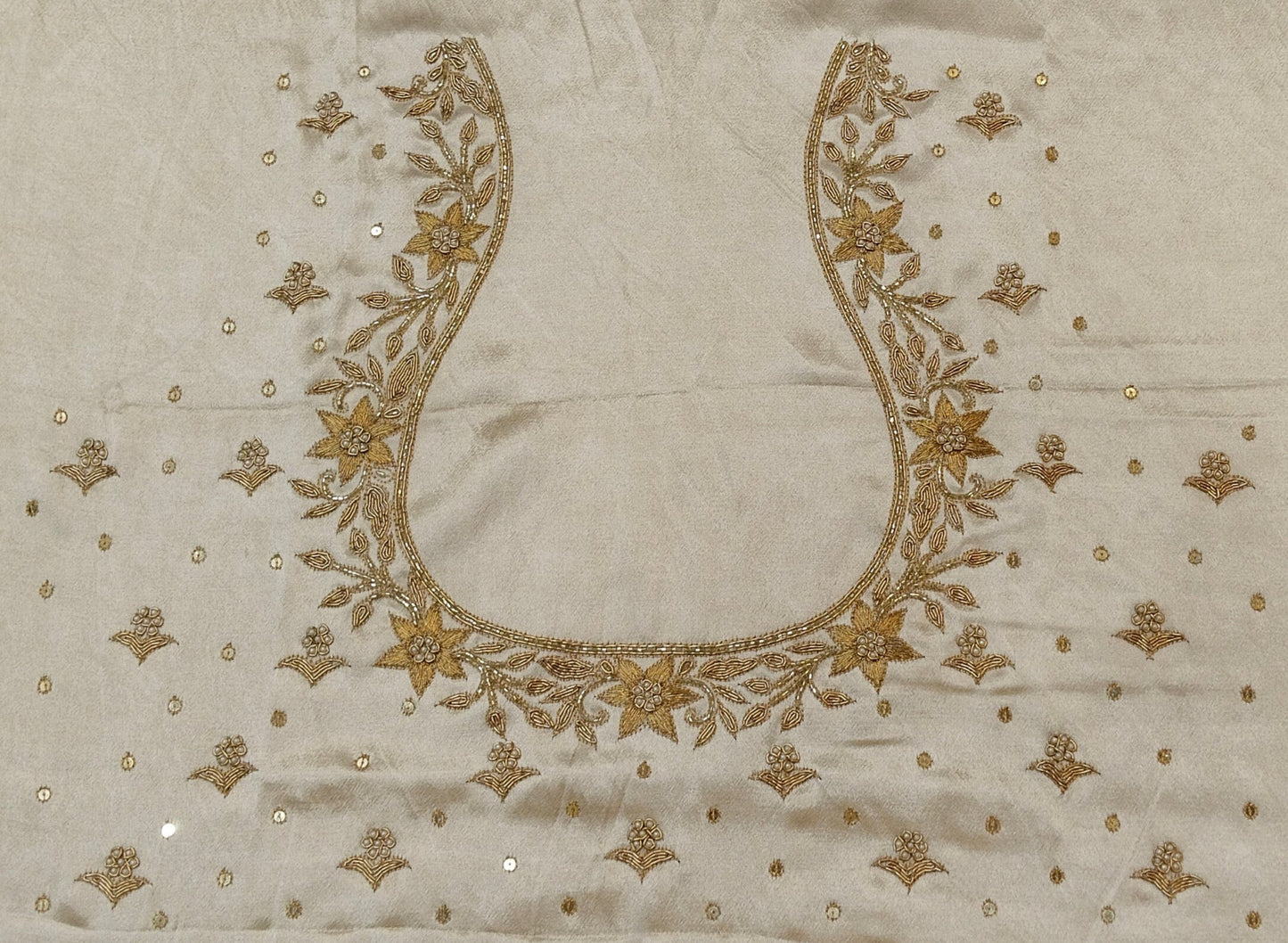 Star Flower Zardozi Work Blouse Pis (Off White)