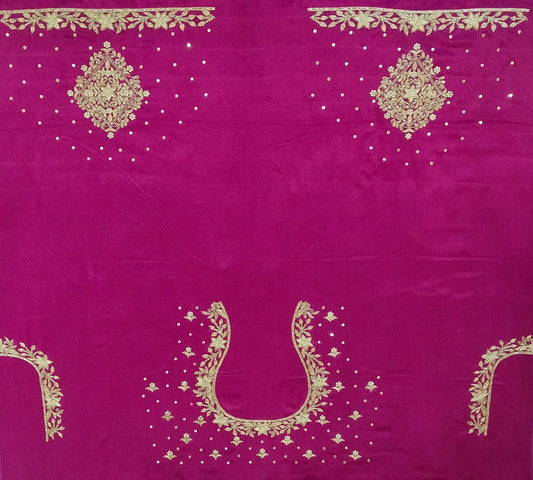 Star Flower Zardozi Work Blouse Pis (Magenta)