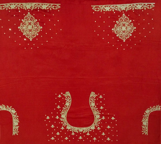 Star Flower Zardozi Work Blouse Pis (Red)