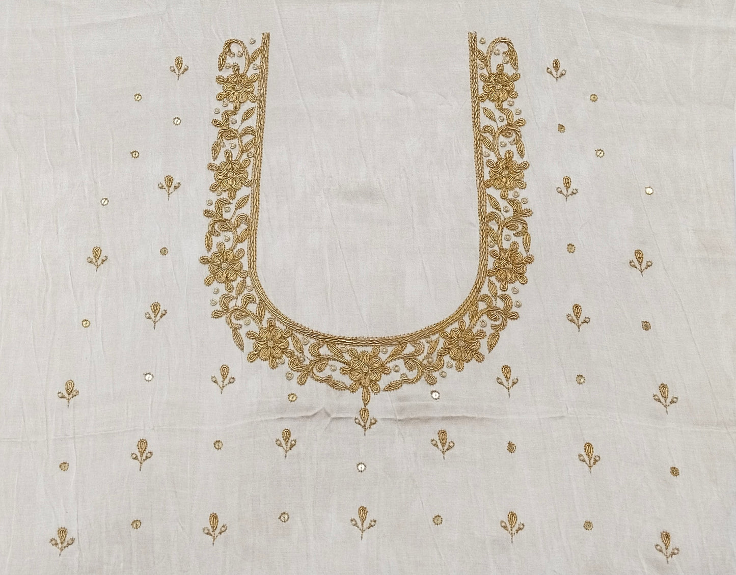 Handcrafted Zardozi Perfection blouse pis. (White )