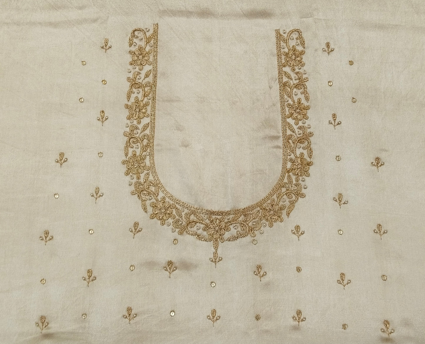 Handcrafted Zardozi Perfection blouse pis. (Off White)