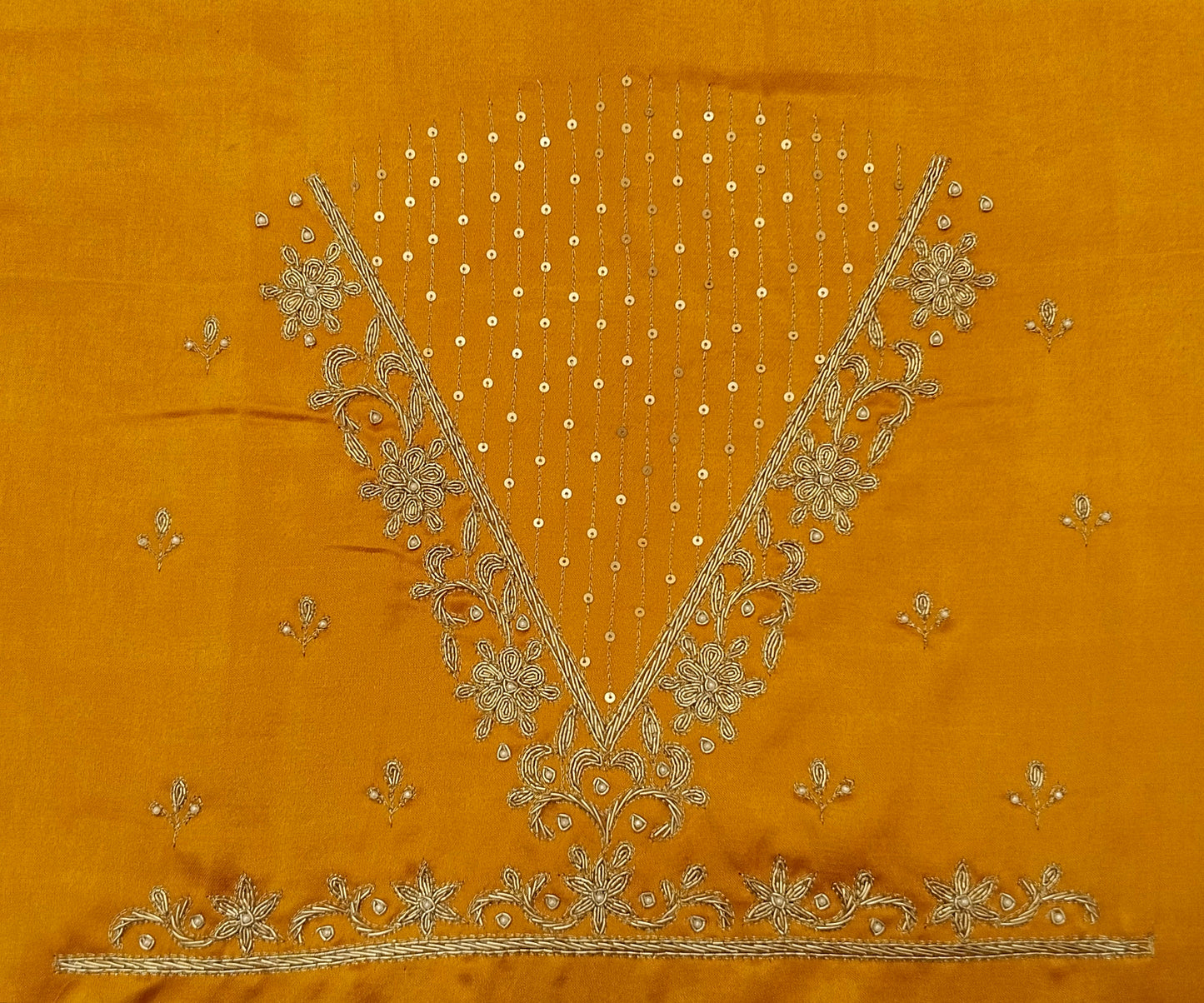 Handcrafted Zardozi Perfection blouse pis. (MUSTERD YELLOW)