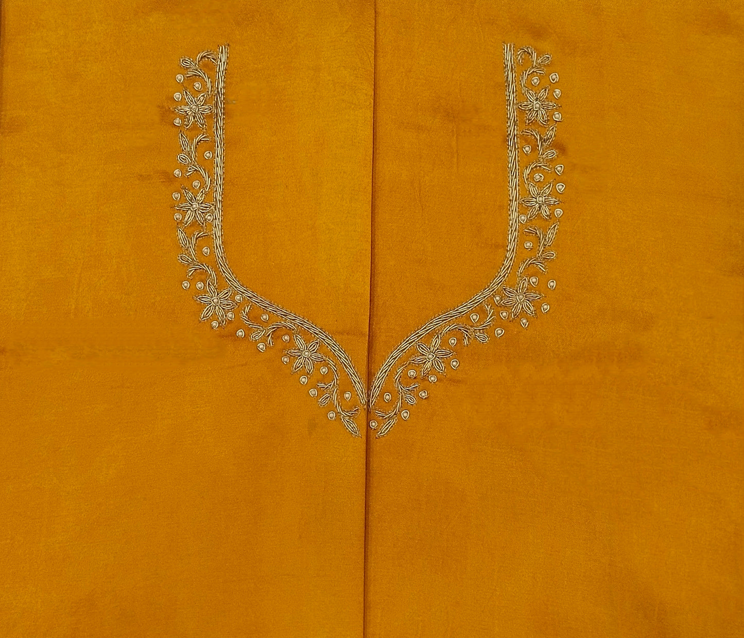 Handcrafted Zardozi Perfection blouse pis. (MUSTERD YELLOW)