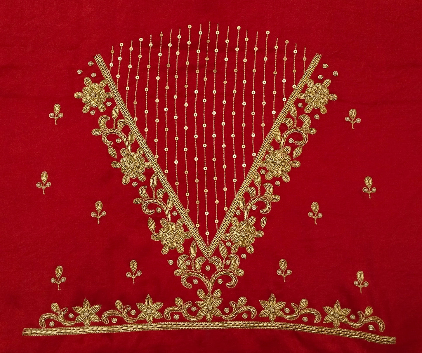 Handcrafted Zardozi Perfection blouse pis. (Red)