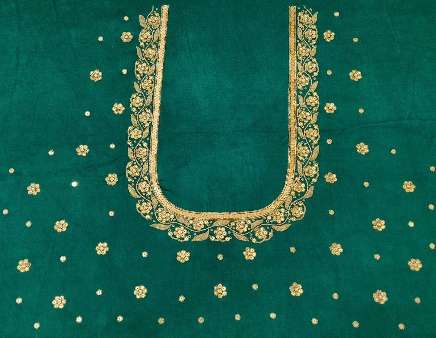 Royal Aura Embellished Blouse Piece (Turkish Blue)