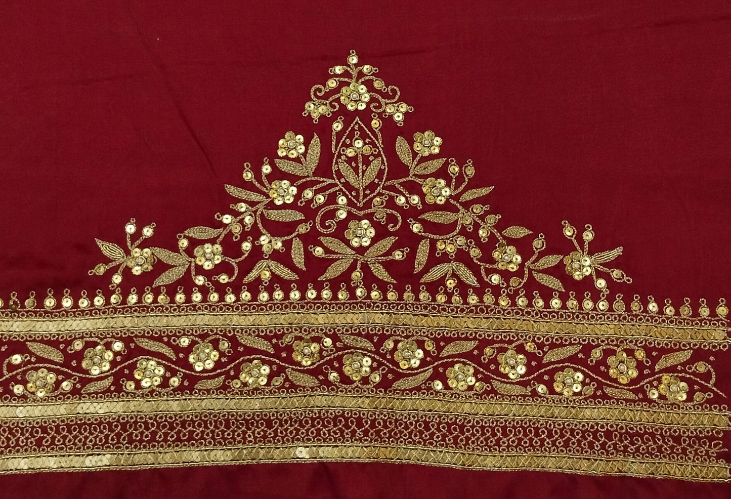 Royal Aura Embellished Blouse Piece (Maroon)