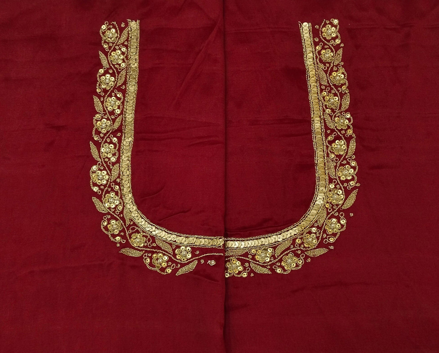 Royal Aura Embellished Blouse Piece (Maroon)