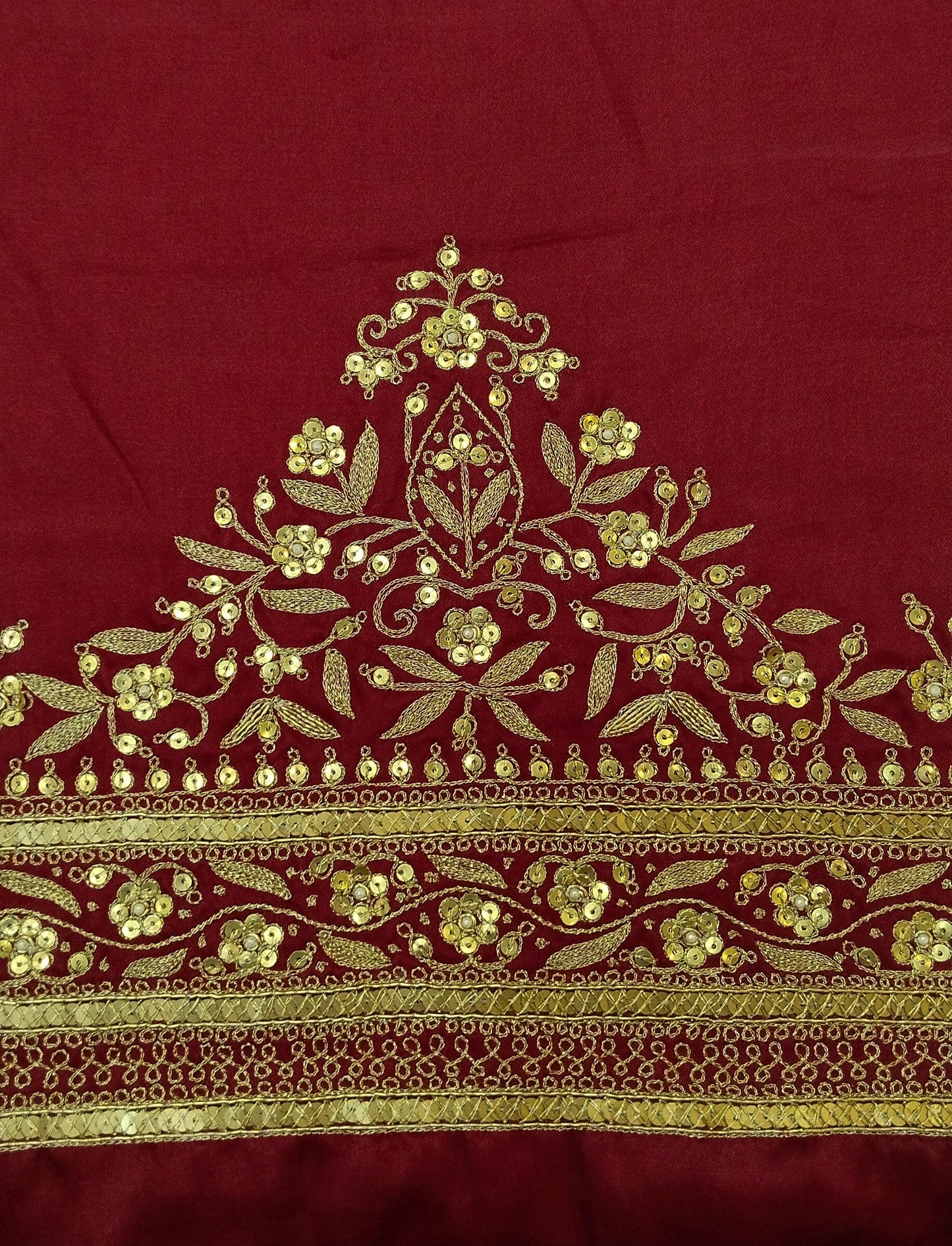 Royal Aura Embellished Blouse Piece (Maroon)