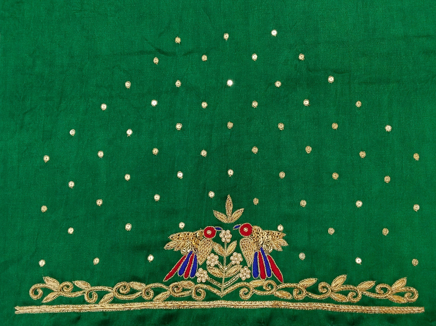 Zari Parrot Charm Blouse Piece (Green)