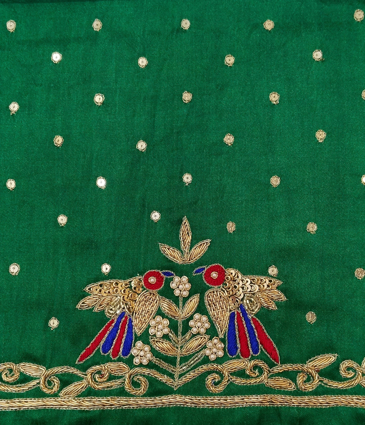 Zari Parrot Charm Blouse Piece (Green)