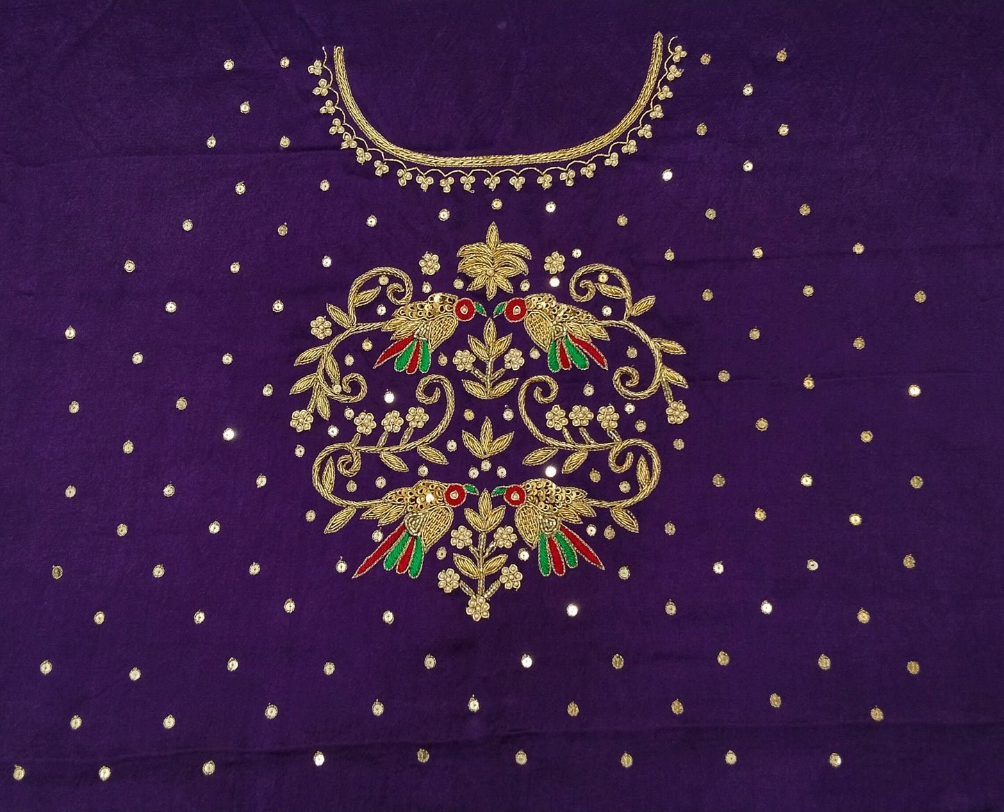 Zari Parrot Charm Blouse Piece (Purple)