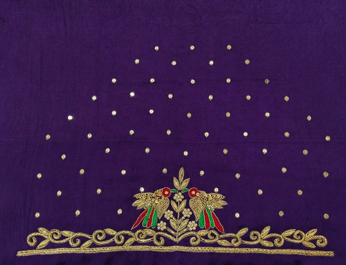 Zari Parrot Charm Blouse Piece (Purple)