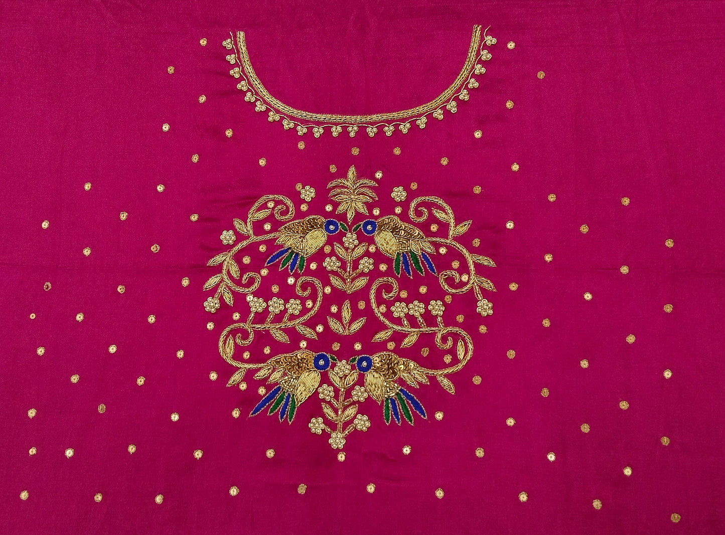 Zari Parrot Charm Blouse Piece (Pink)