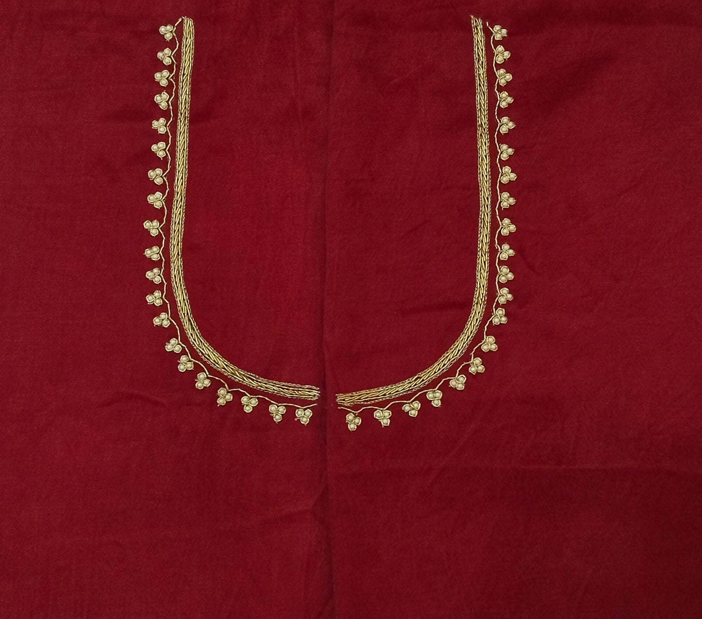 Zari Parrot Charm Blouse Piece (Maroon)