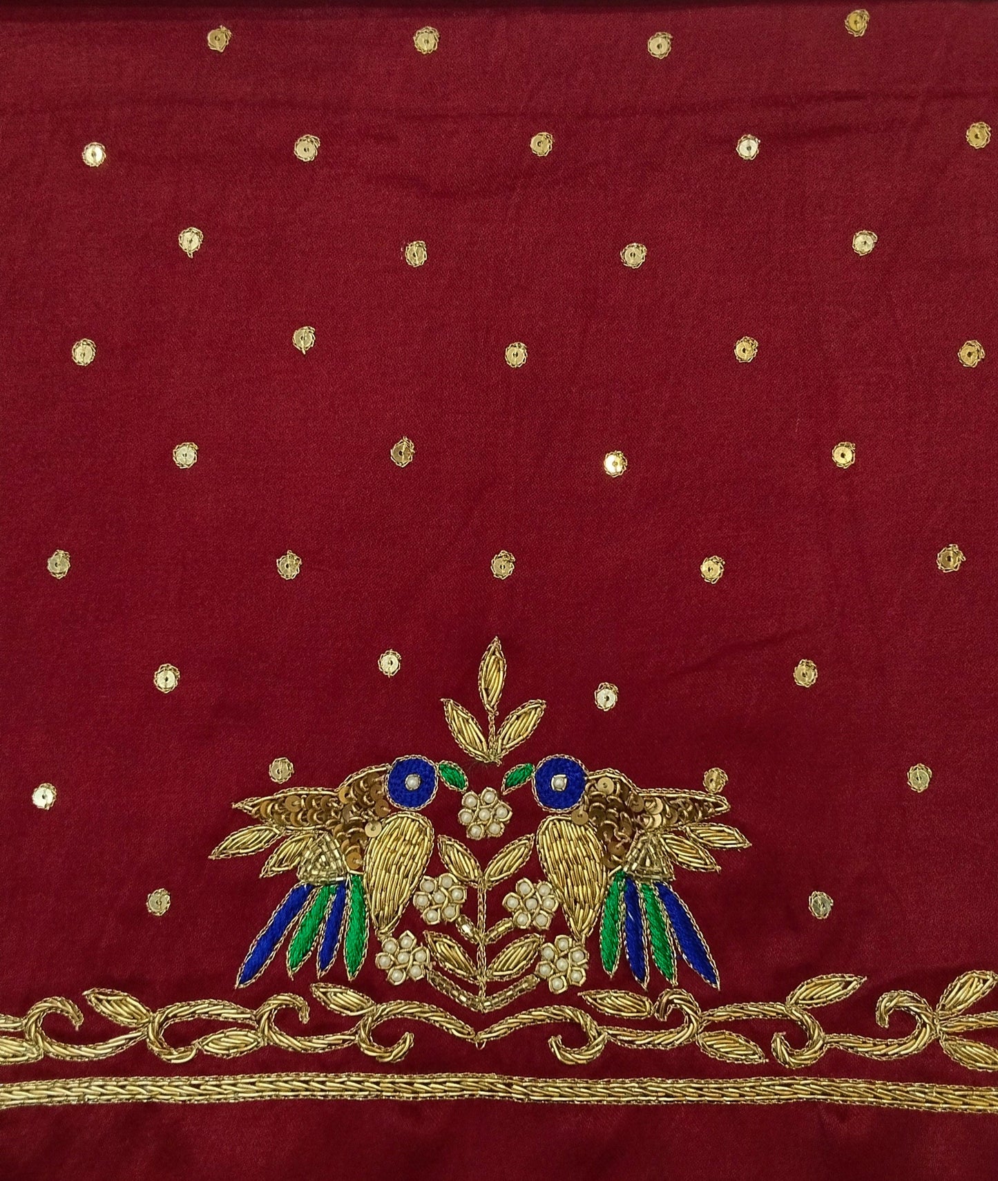 Zari Parrot Charm Blouse Piece (Maroon)