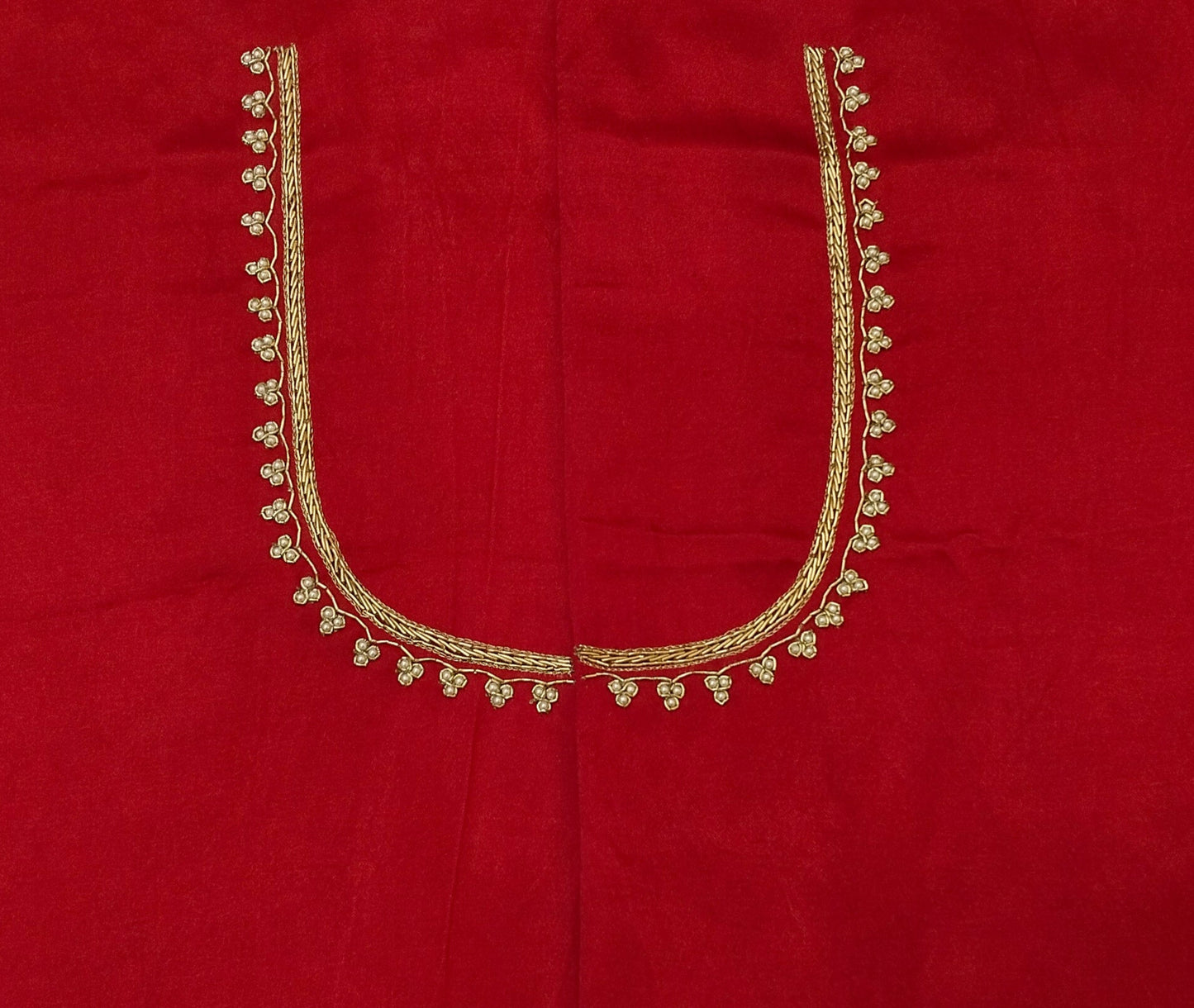 Zari Parrot Charm Blouse Piece (Red)