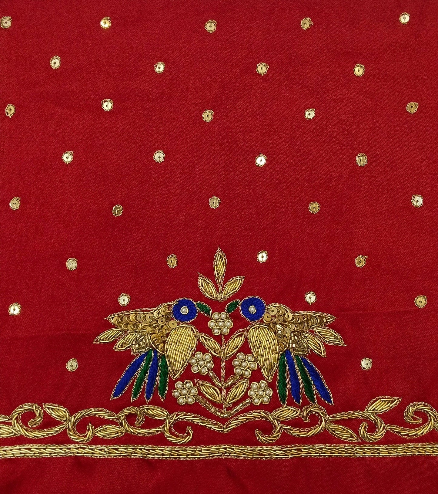 Zari Parrot Charm Blouse Piece (Red)