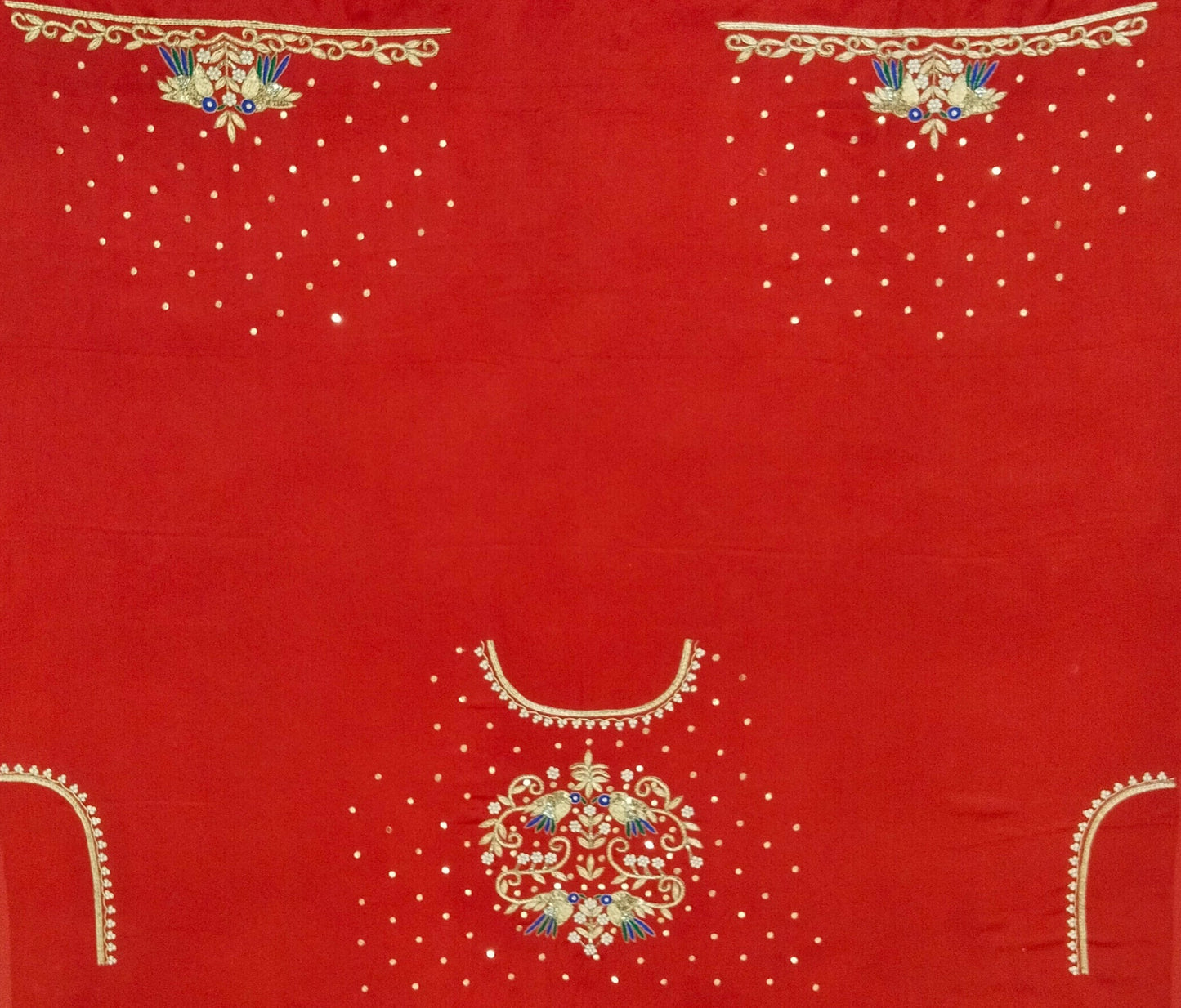 Zari Parrot Charm Blouse Piece (Red)