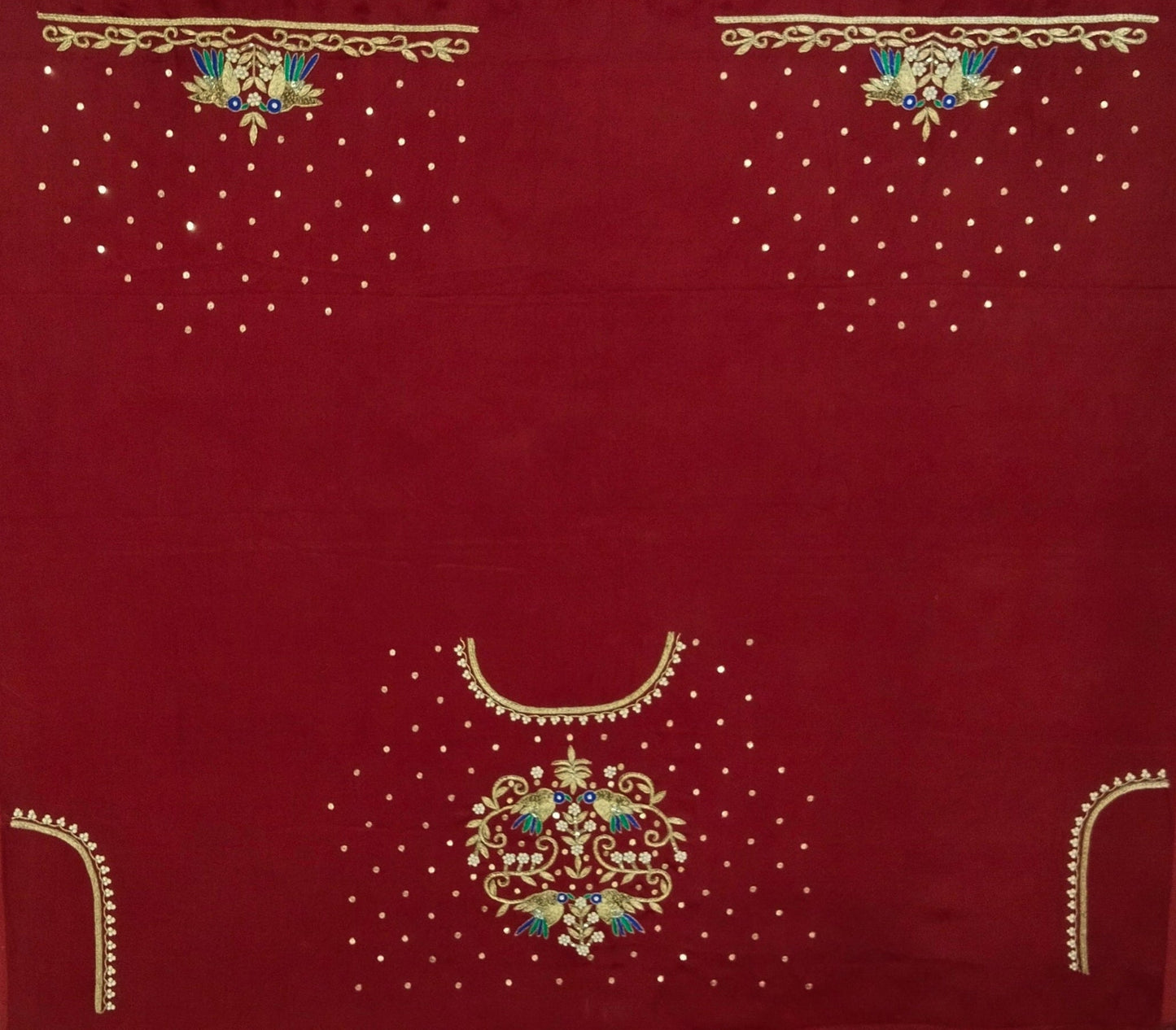 Zari Parrot Charm Blouse Piece (Maroon)