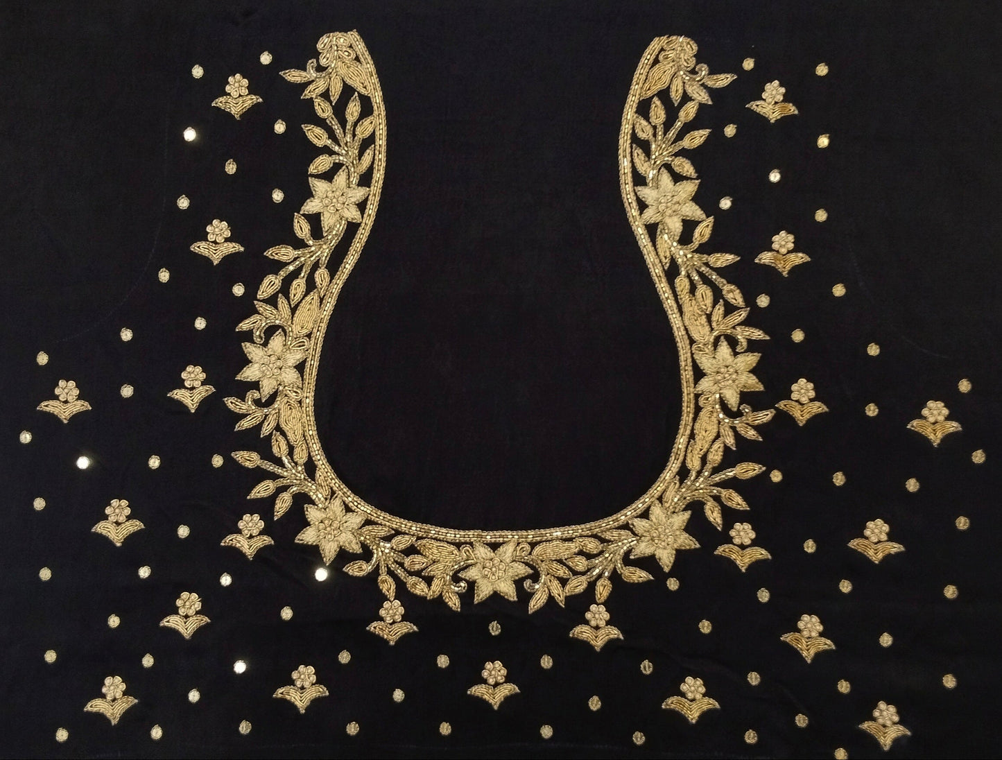 Star Flower Zardozi Work Blouse Pis (Black)