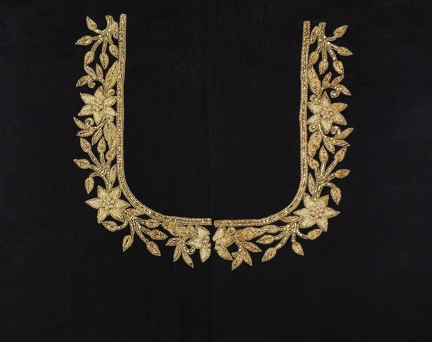 Star Flower Zardozi Work Blouse Pis (Black)